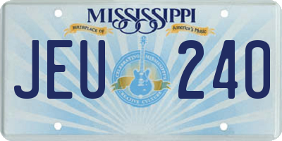 MS license plate JEU240