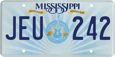 MS license plate JEU242