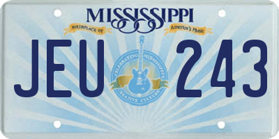 MS license plate JEU243