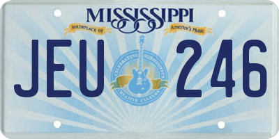 MS license plate JEU246