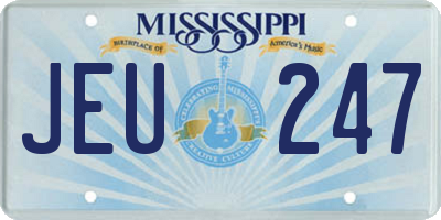 MS license plate JEU247