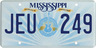 MS license plate JEU249