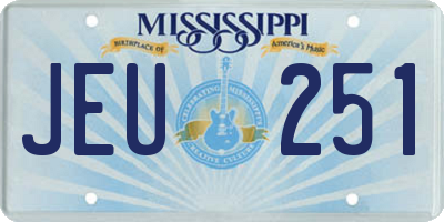 MS license plate JEU251