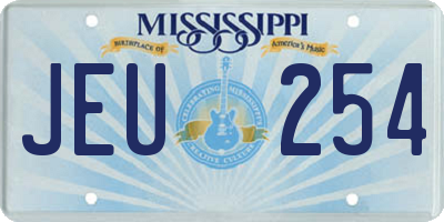 MS license plate JEU254
