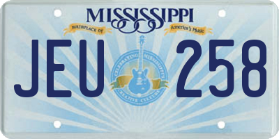 MS license plate JEU258