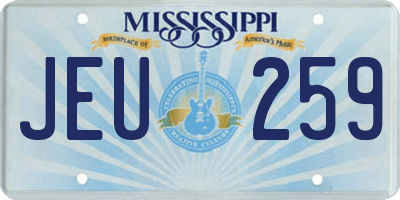 MS license plate JEU259