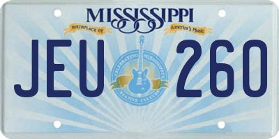 MS license plate JEU260