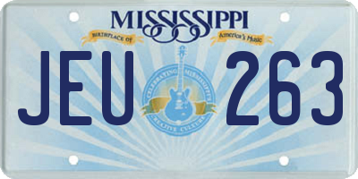 MS license plate JEU263