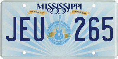 MS license plate JEU265