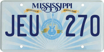 MS license plate JEU270