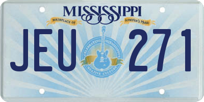 MS license plate JEU271
