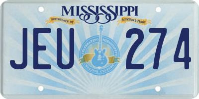 MS license plate JEU274
