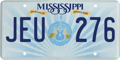 MS license plate JEU276