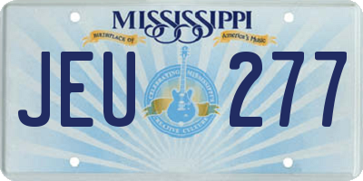 MS license plate JEU277
