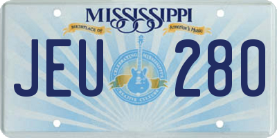 MS license plate JEU280