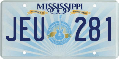 MS license plate JEU281