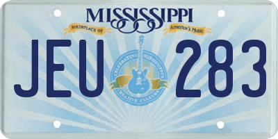 MS license plate JEU283