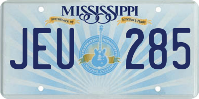 MS license plate JEU285