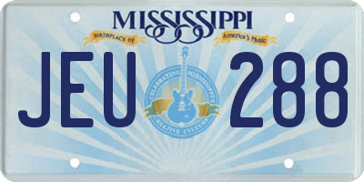 MS license plate JEU288