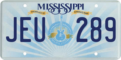 MS license plate JEU289