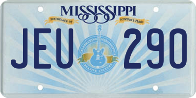 MS license plate JEU290