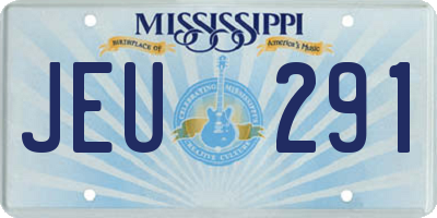 MS license plate JEU291