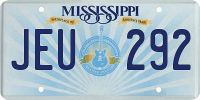 MS license plate JEU292