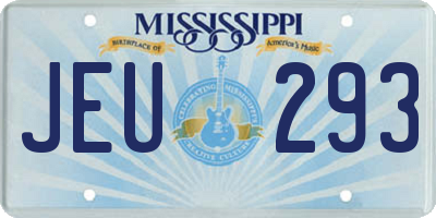 MS license plate JEU293
