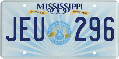 MS license plate JEU296