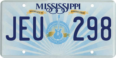 MS license plate JEU298