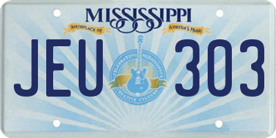 MS license plate JEU303
