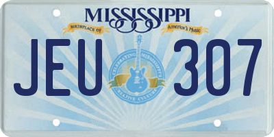 MS license plate JEU307