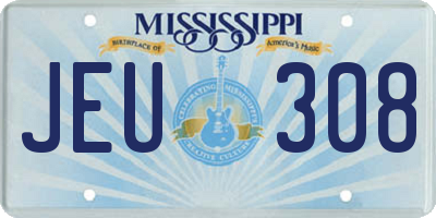 MS license plate JEU308