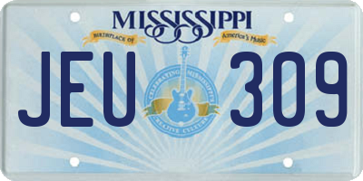 MS license plate JEU309