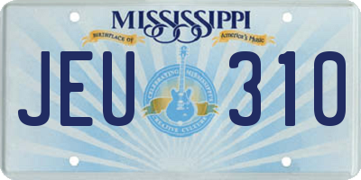 MS license plate JEU310