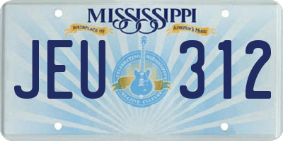 MS license plate JEU312