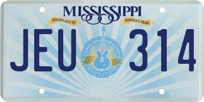 MS license plate JEU314