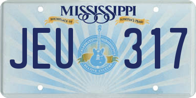 MS license plate JEU317