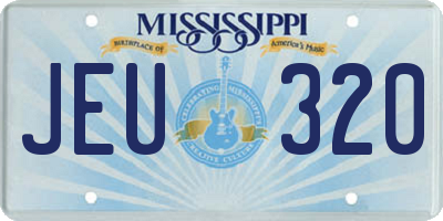 MS license plate JEU320