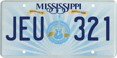 MS license plate JEU321