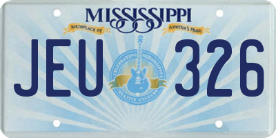 MS license plate JEU326