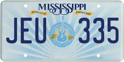 MS license plate JEU335
