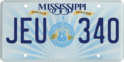 MS license plate JEU340