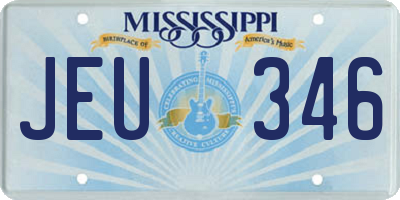 MS license plate JEU346