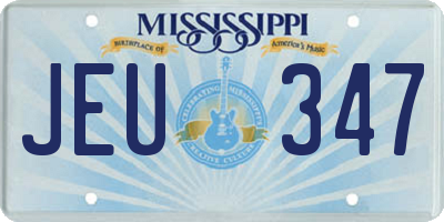 MS license plate JEU347