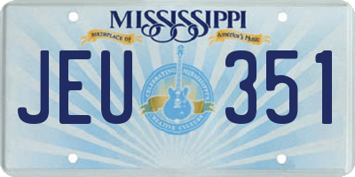 MS license plate JEU351