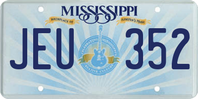 MS license plate JEU352