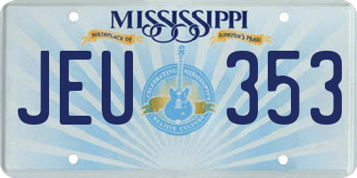 MS license plate JEU353