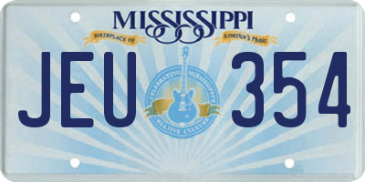 MS license plate JEU354