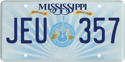 MS license plate JEU357